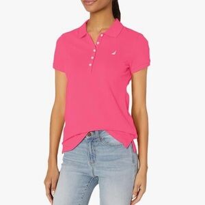 NWOT Nautica 5 Button Short Sleeve Breathable Cotton Polo Shirt 2XL Leis Pink